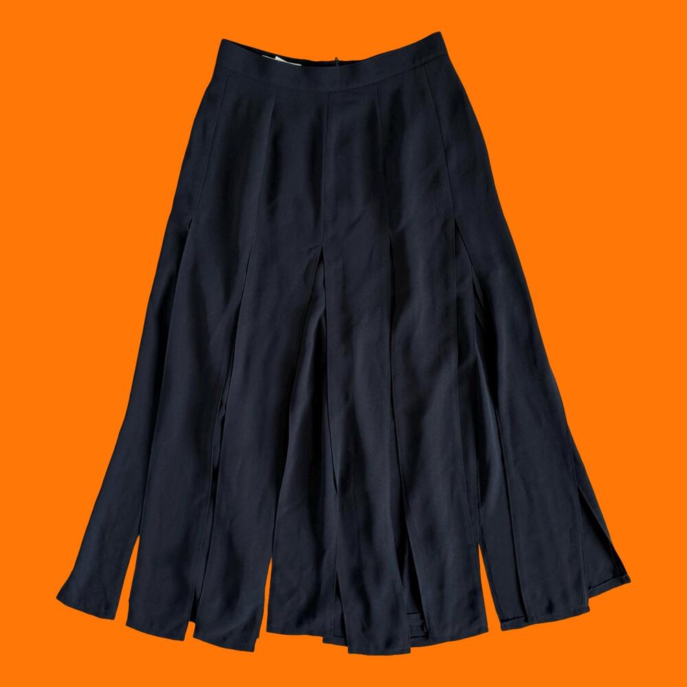 90's vintage black chiffon pleated minimalist maxi skirt Size 4 bergdorf goodman